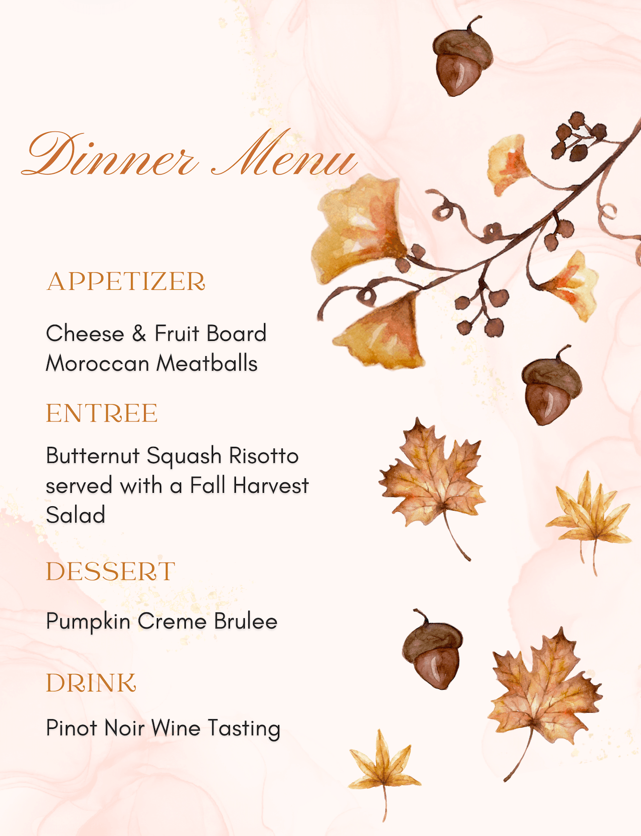 Autumn Dinner Menu